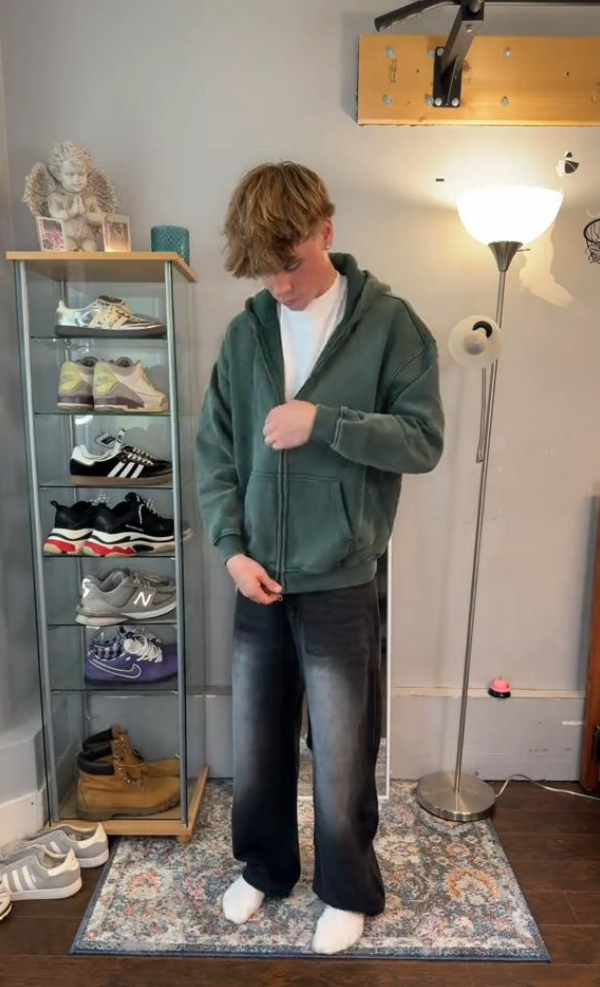 INFLATION Washed Distressed Fleece Zip Up Hoodies